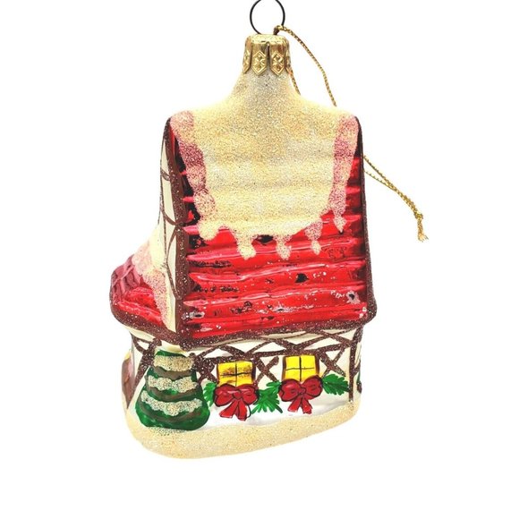 Blown Mercury Glass Christmas Ornament House 4 1/2" Vintage Radko Christmas - Picture 2 of 7